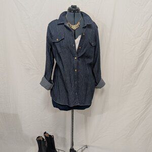 Jones New York Denim Shirt XL Dark Wash Casual Button-Up